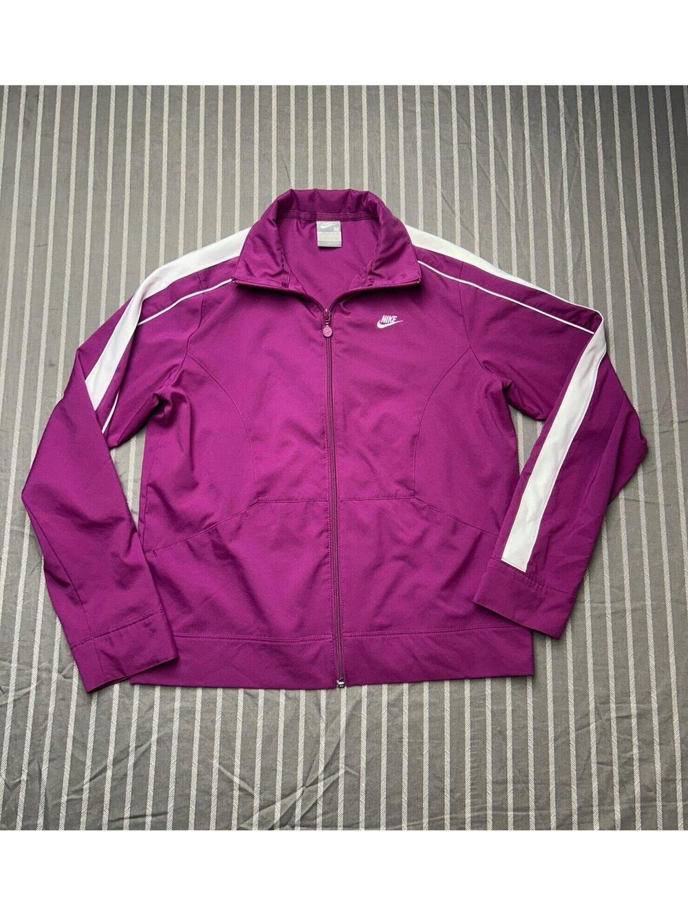 Nike Track Jacket Womens Pink Full Zip Warm Up Windbreaker Logo Swoosh Medium